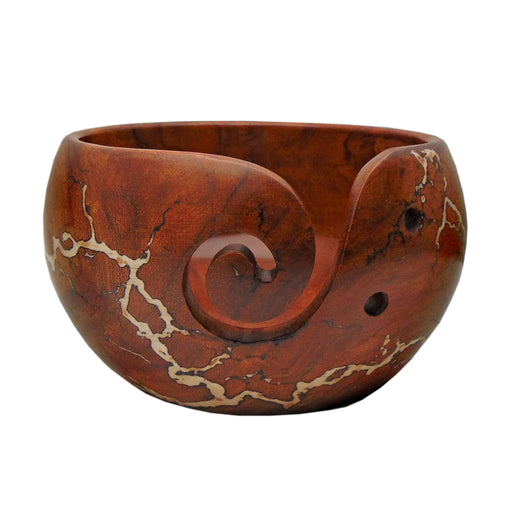 Yarn Bowl - Sheesham Wood Bowl With White Resin Inlay